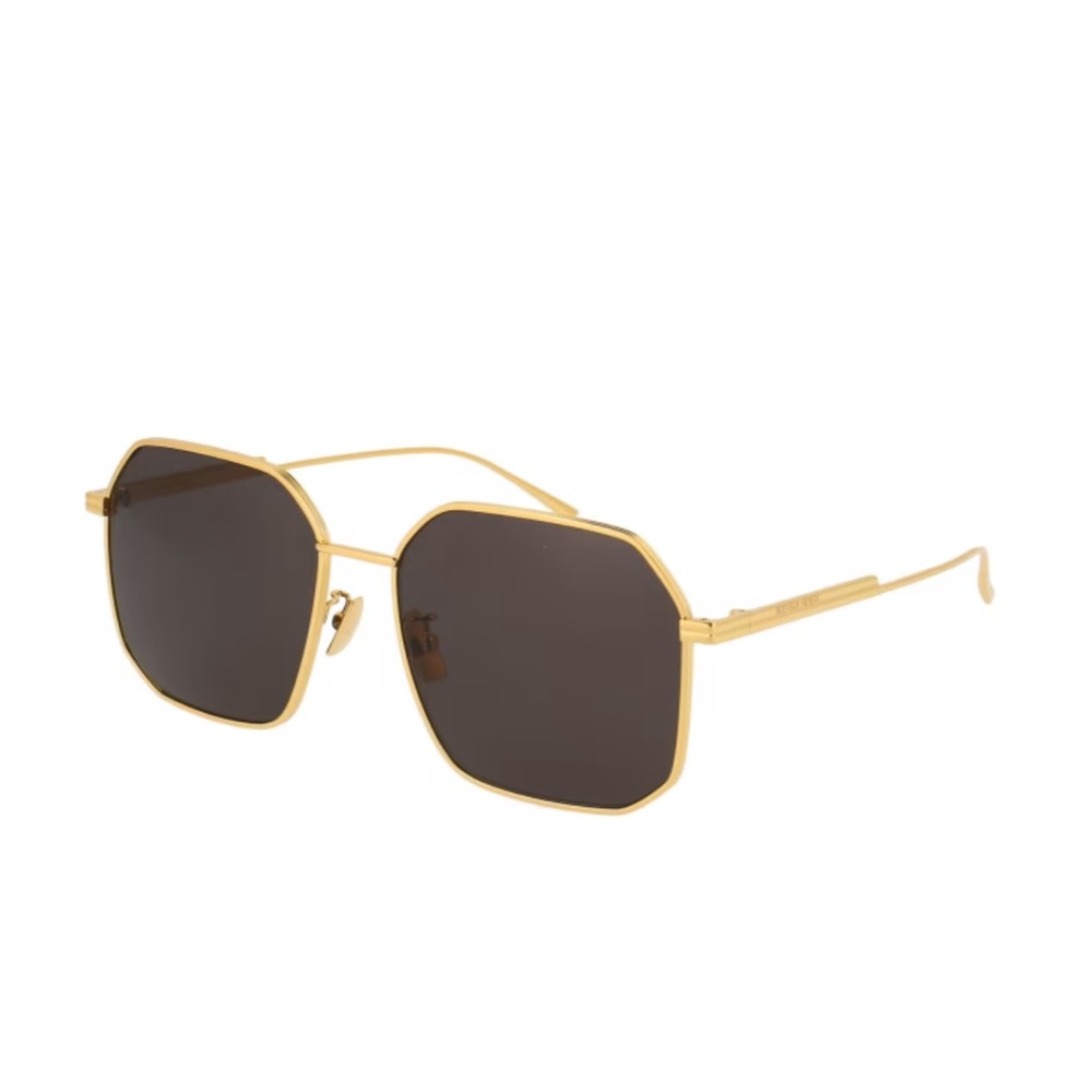 Bottega Veneta Light Ribbon Square Sunglasses in Gold & Grey